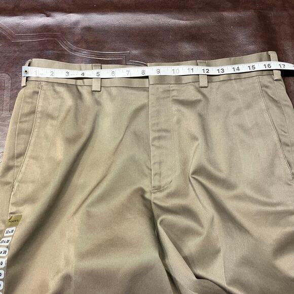 Axist Mens 33x30 Khaki No-Iron Premium Cotton Dress Pants Flat Front Pockets New - Picture 12 of 14